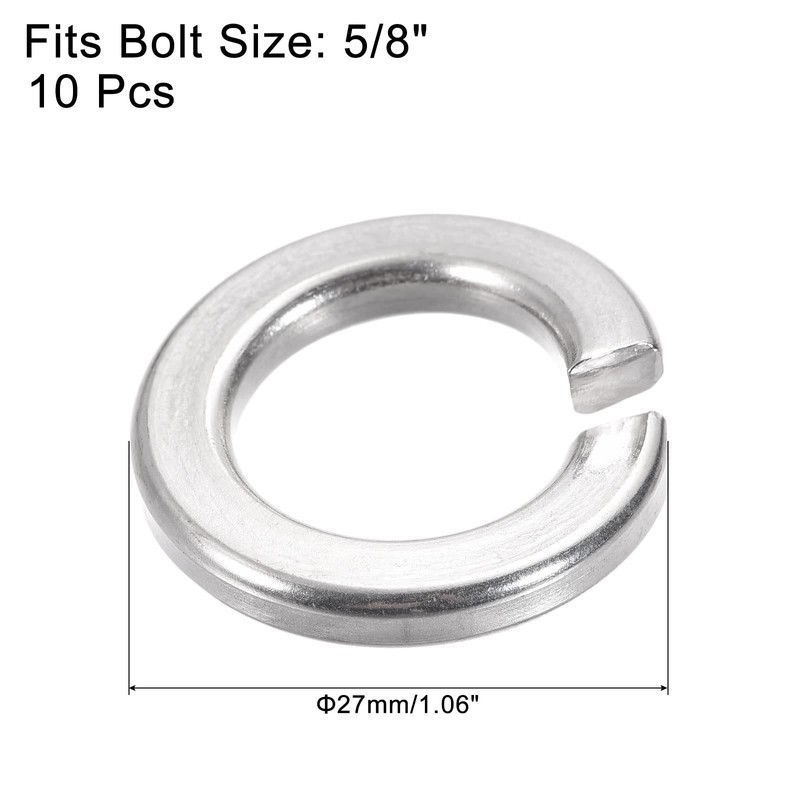 sourcing map Split Lock Washer, 5/8-Inch 304 Stainless Steel Spring
