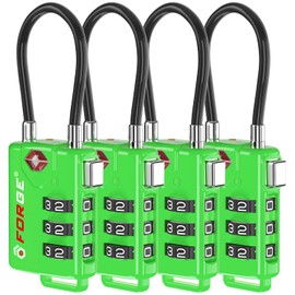 Forge Cerraduras de equipaje con cable aprobadas por la TSA combinación reajustable con cuerpo de aleación (verde 4 cerraduras)