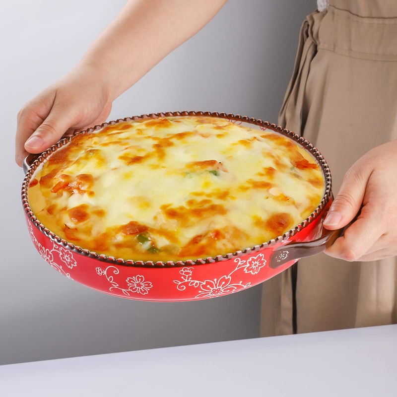 AVLA 2 Pack Ceramic Pie Pan, 9 Inch Round Baking