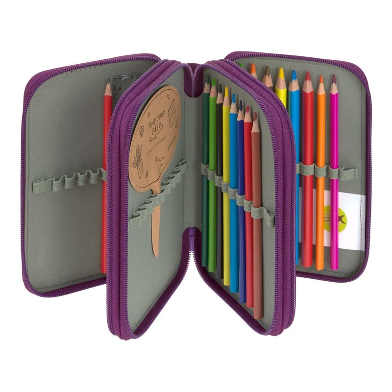 LÄSSIG Unique School Triple Pencil Case Slim Lilac