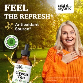 Wild & Organic Green Tea Extract Liquid Drops - Antioxidant-Rich Green Tea Supplement - 2-Month Supply - Vegan, Sugar & Alcohol-Free Camellia Sinensis Tincture - 4 fl oz
