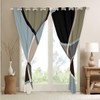 Feelyou Retro Stripe Swirl Curtains Blue Grey and Brown Window