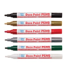 Baker Ross AR947 Christmas Deco Paint Pens — ⁠Creative Art Supplies for Kids' Crafts, Projects and Decorations (Pack of 6), Assorted