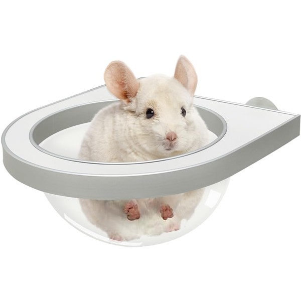 La La Pet®Chinchilla Wooden Capsule for Cage Shelve Transparent Hemispheric