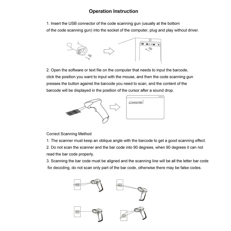 Handheld Barcode Scanner 2.4G Wireless 2D Bar Code Reader Scanner