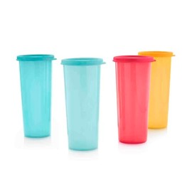Tupperware Straight 16oz Stacking Tumbler Flat Seal Set of 4 Assorted Color, Large, 10175878000