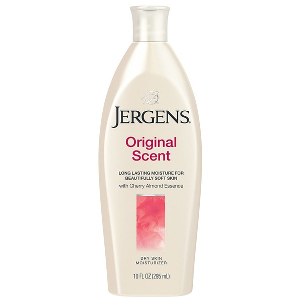 Jergens Original Scent Dry Skin Moisturizer, Body and Hand Lotion, for Long Lasting Skin Hydration, 10 Ounce, with HYDRALUCENCE blend and Cherry Almond Essence
