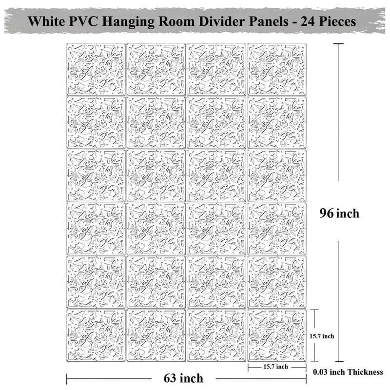 LRZCGB Hanging Room Divider,24 Pieces PVC Screen Partition Panel with