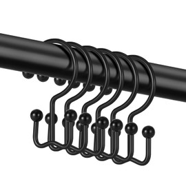 TOPROD - Paquete de 24 ganchos para cortina de ducha, ganchos de ducha de doble cara para cortina de ducha, anillos de ducha de acero inoxidable, a prueba de óxido para cortinas de baño, cortinas de
