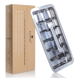 ecozoi Stainless Steel Metal Ice Cube Tray with Easy Release Handle | 18 Ice Cube Slots | Removable Slots for Easy Ice Cube Removal and Cleaning | Sustainable, Eco Friendly, Zero Waste, Plastic Free