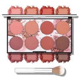 KYDA 8 Colors Face Blush Palette, Natural Matte Blush Palette, Smooth Blendable Powder, Multiuse Blusher Makeup with Contour and Highlighter