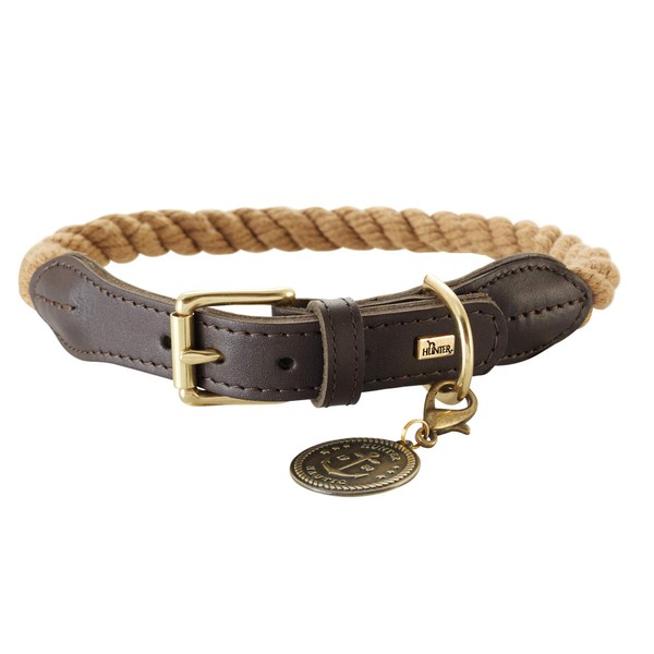 Hunter List Rope Leather Dog Collar with Brass Fittings, 60
