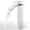 Rzoeox Tall Bathroom Vessel Faucet, Waterfall Design, Chrome Finish, Single