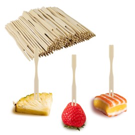 100 Pack Bamboo Appetizer Forks, Toothpick for Appetizer, 3.5 Inch Mini Forks for Fruit, Cocktail, Charcuterie Boards Accessories (100 Pack)
