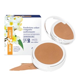 Helan Monoï de Tahiti – Kompakt-Make-up, intensiv, Bräunung, deckendes Make-up mit Sonnenschutz 50+, Gesicht mit Vitamin E und Sheabutter, Jojobaöl, Skincare Make-up Gesicht 2-in-1, 8 ml