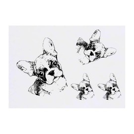 4 x 'Cute French Bulldog Puppy' Temporary Tattoos - Water Resistant, Skin-Safe, Non-Toxic Transfers, Mixed Sizes (TO00084914)