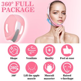 Yuanchu Kinnmaske, V Gesichtsmasken Wiederverwendbare V-Linienmask Gesichts-Schlankheitsgurt für Doppelkinn und Schlaffe Gesichtshaut(Rosa)