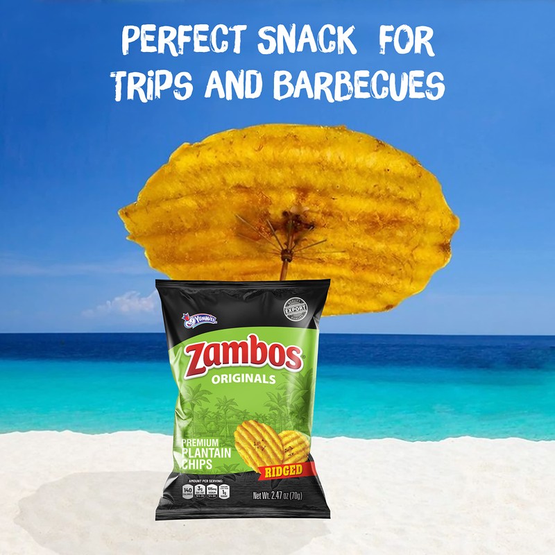 Zambos Plantain Chips Original, Crunchy Ridged Cut Premium Plantain Chips,