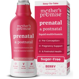 Mother's Promise Prenatal & Postnatal Multivitamin for Women | Sugar Free Liquid Prenatal Vitamins for Women with Folate, Choline & Organic Fruits for Preconception, Pregnancy & Nursing | Vegan