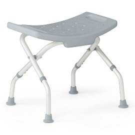 Medline Folding Shower Chair Without Back, Bath Chair Supports up to 250 lbs, Gray