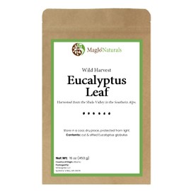 MagJo Naturals, Dried Eucalyptus Leaf (1 Pound) Wild Harvest, Cut Leaf, Bulk Dried Eucalyptus leaves, Eucalyptus tea, sourced from fresh eucalyptus leaves, Eucalyptus Leaves Dried Real