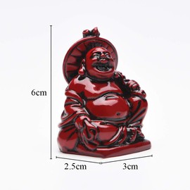Brass Statu 2'' Red Resin Laughing Buddha Figurines Good Gift and Collection Set of 6