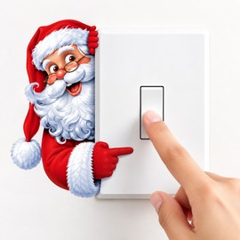 Christmas Wall Sticker for Switch & Wall Decor – Self-Adhesive Santa and Snowman PVC Decal for Holiday Home Decorating