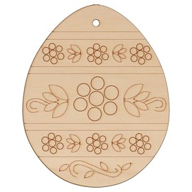 10x Wooden Easter Egg with Victorian Flower Patten Craft Shape 3mm Ply Easter(6 x 4.8cm,Hole Top Centre)