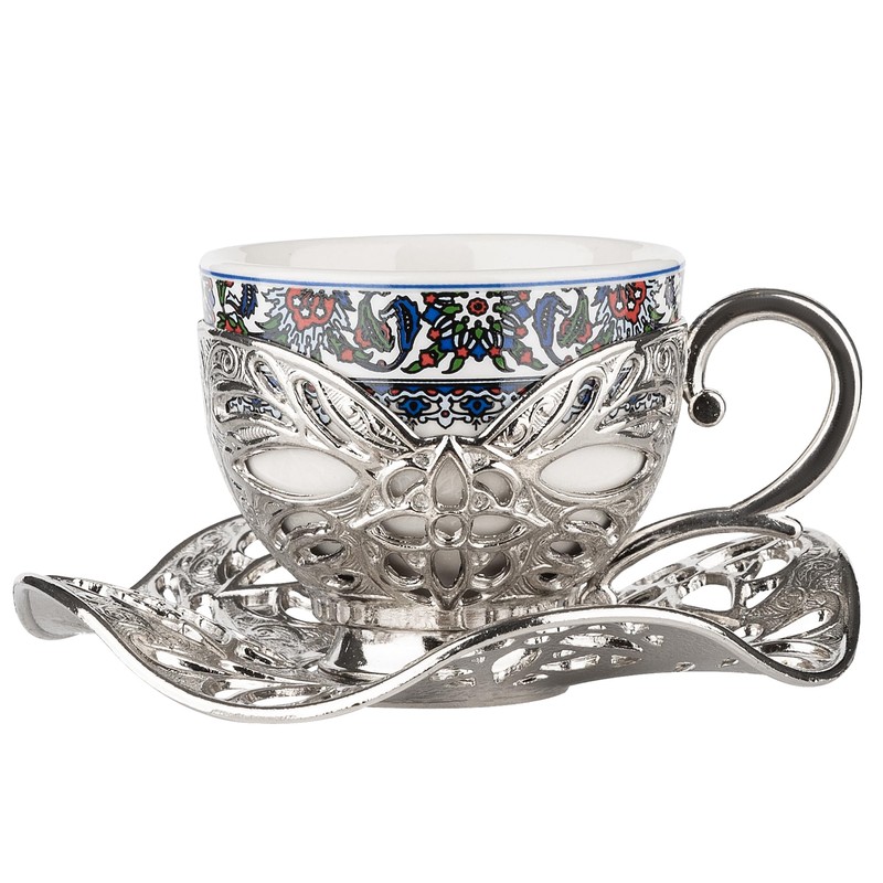 Alisveristime Turkish Coffee Set for Six, 6 Topkapi Design Porcelain