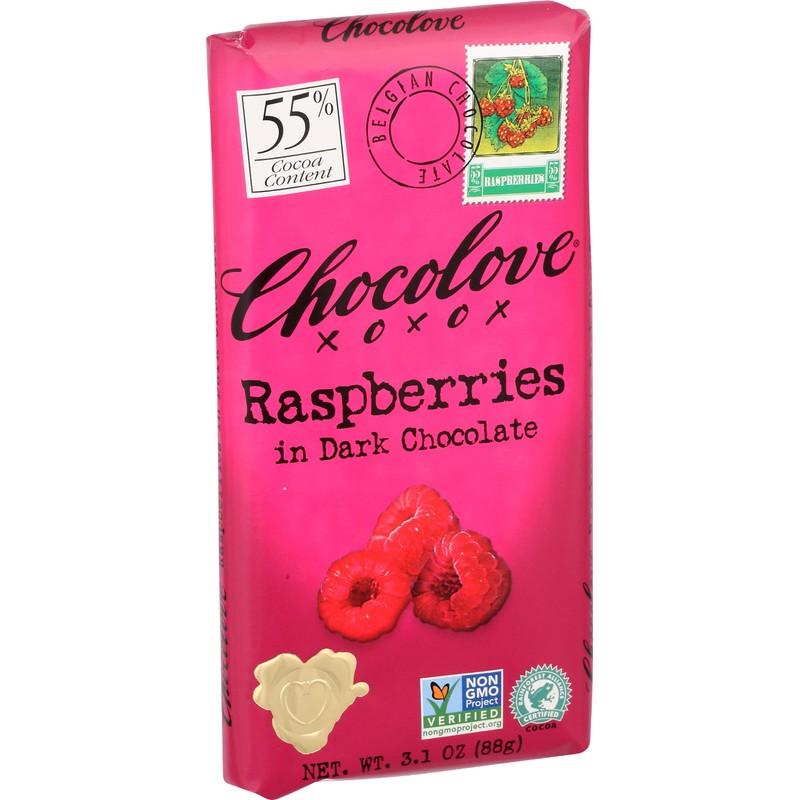 Chocolove Xoxo Raspberries In Dark Chocolate Bar -- 3.1 Oz