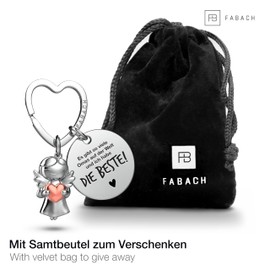 FABACH Best Grandma Keyring Guardian Angel Lucky Charm with Heart and Engraving – Best Grandma in the World Gifts Keyring – Grandma Gift Angel Lucky Charm, Ich Habe die Beste