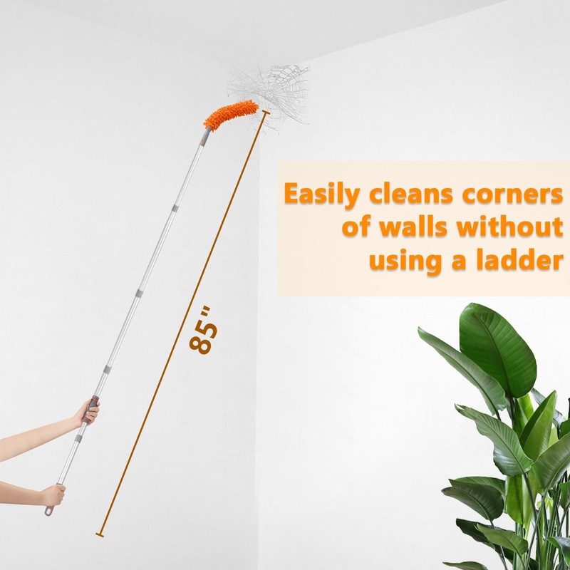 Ceiling Fan Cleaner Dusters with 72'' Extension Pole, Reusable Microfiber