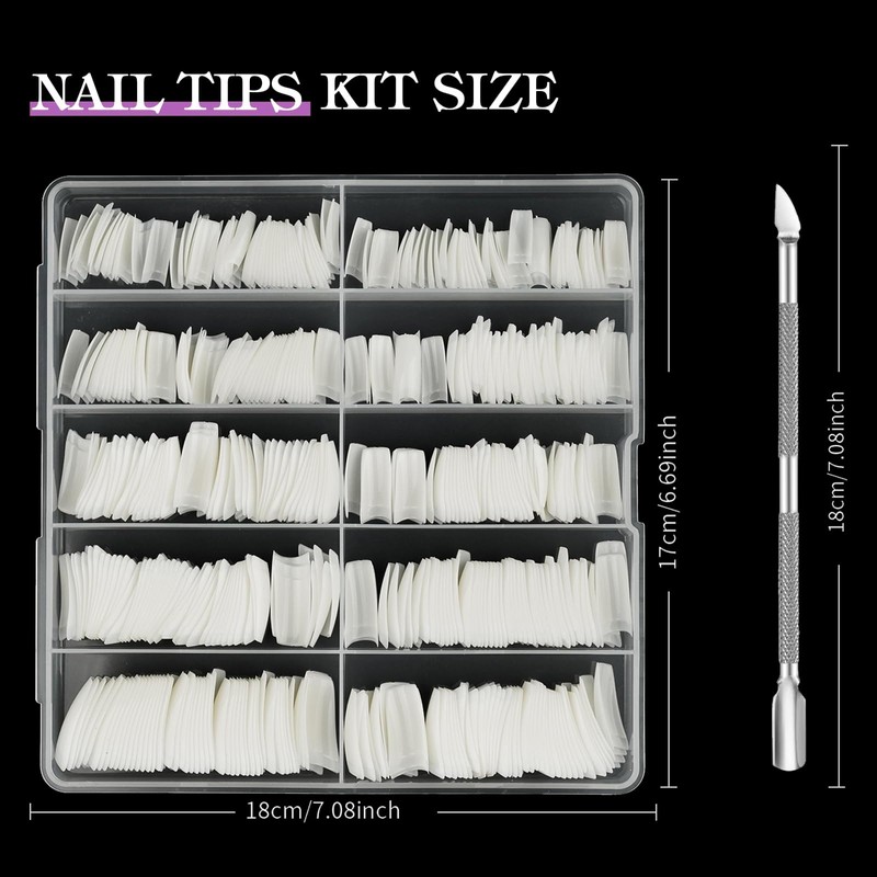 Venares Artificial Fingernails Natural 500 Pieces False Art Full Coffin