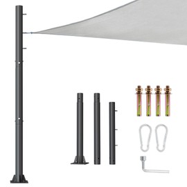 10ft Sun Shade Sail Pole - 3" Diameter Outdoor Sunshade Sail Post Support Awning Canopy Heavy Duty Metal Pole Kit for Patio Garden Deck Playground Backyard - Thickness 1.7mm 1pack