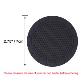 Car Coasters, Wisdompro 4 Pack PVC Car Cup Holder Insert Coaster - Anti Slip Universal Vehicle Interior Accessories Cup Mats for Women(2.75" Diameter, Black)