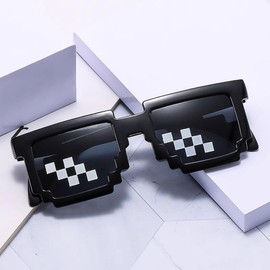 TUTUWET Thug Life Glasses Pixel Sunglasses for Party, Deal with it Glasses Bachelor Party Décor, Black, 5.5