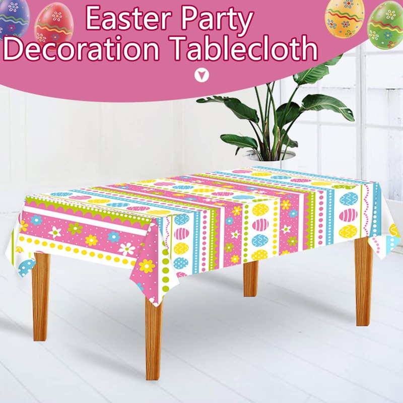 YuZhou 1 PCS Easter Tablecloths, 137x229cm/54x90inch Easter Table Covers Square