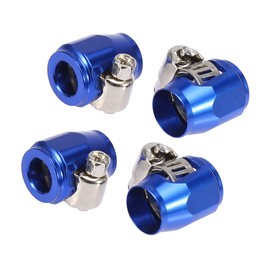 ACROPIX AN4 Hex Automotive Hose Finisher Flexible Rubber Pipe Clamp with Screw Band Adapter Fitting Blue 4pcs