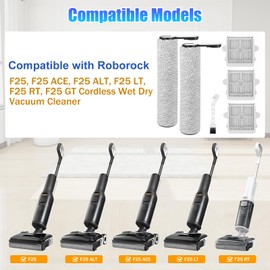 Detetap F25 Series Roller Brushes and HEPA Filters Compatible with Roborock F25, F25 ACE, F25 ALT, F25 LT, F25 RT, F25 GT Wet Dry Vacuum Cleaner-6 Pack