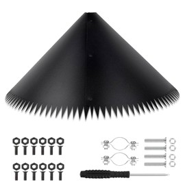Squirrel Baffle for Bird Feeder Pole,Squirrel Buster,Anti-Squirrel Guard Stopper for Outdoor Bird Feeders,19 Inch Diameter (Black Pointed Teeth)