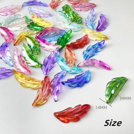 Tingoons 60 PCS Acrylic Leaf Shape Beads Transparent Plastic with Hole for Jewelry Making Necklace Earring(Blue Purple)