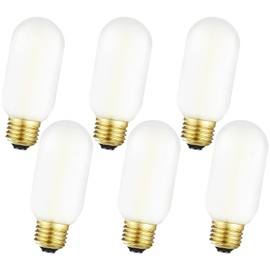 Leools E26 LED Bulb 6W Equivalent e26 led Bulb 60 Watt Dimmable Daylight 4000K Frosted Glass E26 Edison Bulb AC120V 600lm Tubular T14 T45 LED Bulb for Pendant, Sputnik,Vanity,Chandeliers Pack of 6