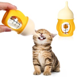 Ptwola Pet Nursing Bottle Puppy Kitten Soft Silicone Bottles for Nursing for Newborn Kittens, Puppies, Small Animals (20ml, Yellow)