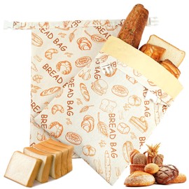 Reusable Beeswax Bread Bags(2 Pack), Beeswax Bags for Sourdough/Homemade Bread, Natural Cotton Bees Wax Bag, Fresh and Refrigerable, New Upgrade Food Storage Bag, Large Capacity and Portable