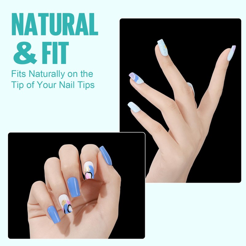 TOMICCA Fake Clear Nails, Short Square False Nail Tips, 216Pcs