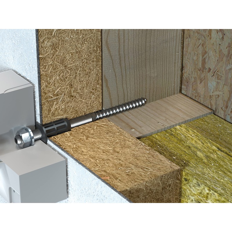 TOX 073671121 Thermo Proof Wood Schwerlast-Abstandsmontagesystem, Silber, M12 x 230