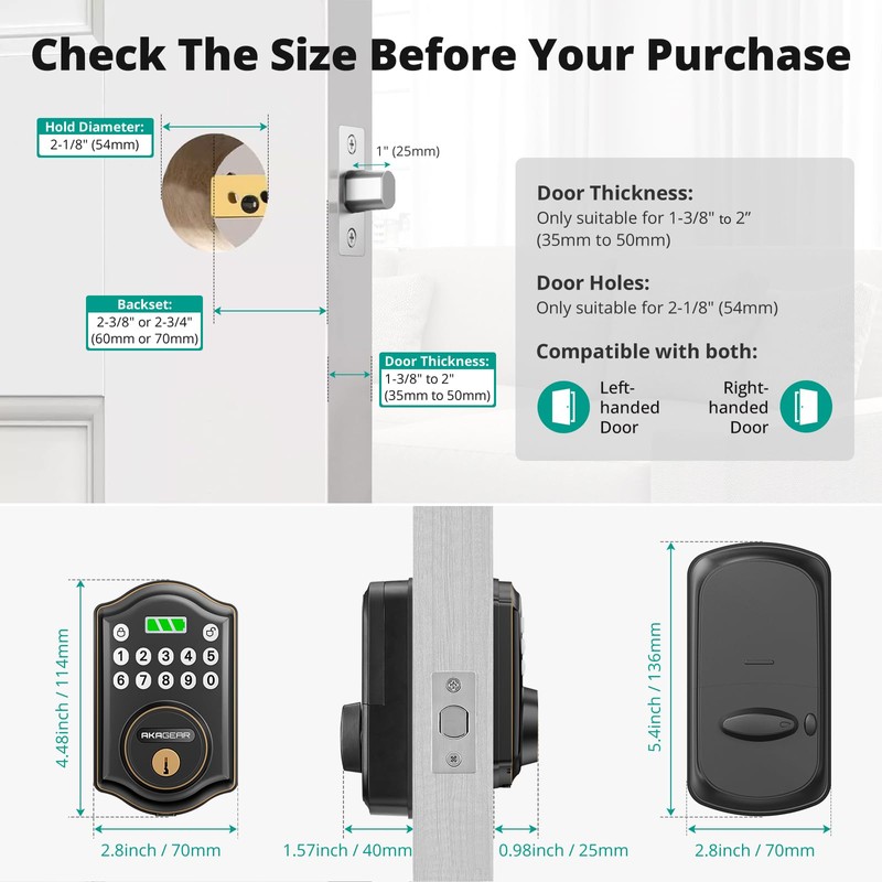 AkaGear Keyless Entry Door Lock with Keypad - Smart Deadbolt