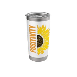 Positive Vibes Sunflower Motivational Quote for Inspiration Stainless Steel Insulated Tumbler