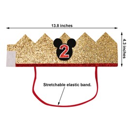 CHuangQi 2nd Birthday Glitter Hat for Boys & Girls - Party Crown, Baby Photo Props