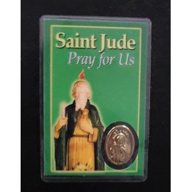 ST. JUDE Laminated Prayer Card Holy Card with Gold-Toned Medal | St. Jude Shrine